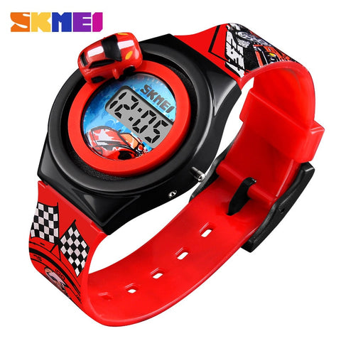 New 2019 SKMEI Cartoon Car Children's Watch Fashion Digital Electronic Children Watch Creative Cartoon Student Watch Boy Child