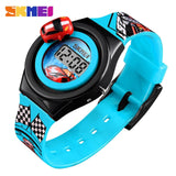 New 2019 SKMEI Cartoon Car Children's Watch Fashion Digital Electronic Children Watch Creative Cartoon Student Watch Boy Child