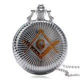 Bronze Masonic Freemasonry Chrome Square and Compass Mason Retro Necklace Pendant Quartz Pocket Watch Best Gifts for Freemason