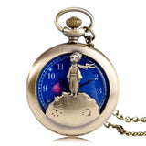 Hot Selling Classic The Little Prince Movie Planet Blue Bronze Vintage Quartz Pocket FOB Watch Popular Gifts for Boys Girls Kids