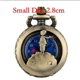 Hot Selling Classic The Little Prince Movie Planet Blue Bronze Vintage Quartz Pocket FOB Watch Popular Gifts for Boys Girls Kids