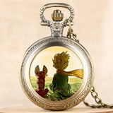 Hot Selling Classic The Little Prince Movie Planet Blue Bronze Vintage Quartz Pocket FOB Watch Popular Gifts for Boys Girls Kids