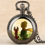 Hot Selling Classic The Little Prince Movie Planet Blue Bronze Vintage Quartz Pocket FOB Watch Popular Gifts for Boys Girls Kids