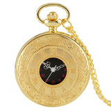 Black Roman Numerals Quartz Pocket Watch Men Women Black Hollow Case Steampunk Vintage Pendant Necklace Best Gifts for Men Women