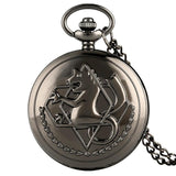 Pocket Retro Silver Quartz Pocket Watch Men Fashion Japanese Anime Fullmetal Alchemist Necklace Fob Watches Kid Gift for Clock