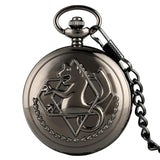 Pocket Retro Silver Quartz Pocket Watch Men Fashion Japanese Anime Fullmetal Alchemist Necklace Fob Watches Kid Gift for Clock