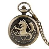Pocket Retro Silver Quartz Pocket Watch Men Fashion Japanese Anime Fullmetal Alchemist Necklace Fob Watches Kid Gift for Clock