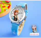 Elsa Watch Girls Elsa Princess Kids Watches Leather Strap Cute Children's Cartoon Wristwatches Gifts for Kids Girl watches