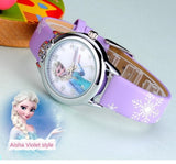 Elsa Watch Girls Elsa Princess Kids Watches Leather Strap Cute Children's Cartoon Wristwatches Gifts for Kids Girl watches