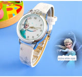 Elsa Watch Girls Elsa Princess Kids Watches Leather Strap Cute Children's Cartoon Wristwatches Gifts for Kids Girl watches