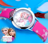Elsa Watch Girls Elsa Princess Kids Watches Leather Strap Cute Children's Cartoon Wristwatches Gifts for Kids Girl watches